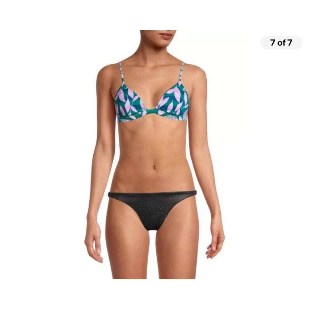 Onia Women's Danni Top NWT Triangle Bikini Top Size Large Leaves Stripe Swim